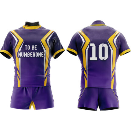 Custom Sublimated Rugby Uniform | Purple & Gold Team Jersey & Shorts | Polyester Fabric