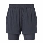 custom 2-in-1 running shorts in black with built-in inner liner for athletes
