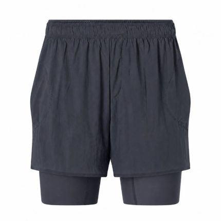 custom 2-in-1 running shorts in black with built-in inner liner for athletes