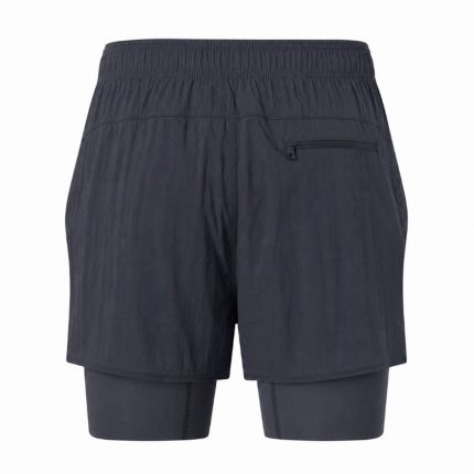 custom 2-in-1 running shorts in black with built-in inner liner for athletes