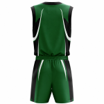 Custom basketball kit in green and black pro-style jersey with matching shorts
