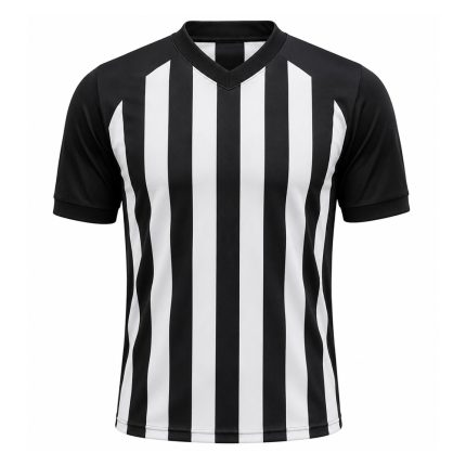 Custom Basketball Referee Jersey in black and white stripes with V-neck collar for men and women officials