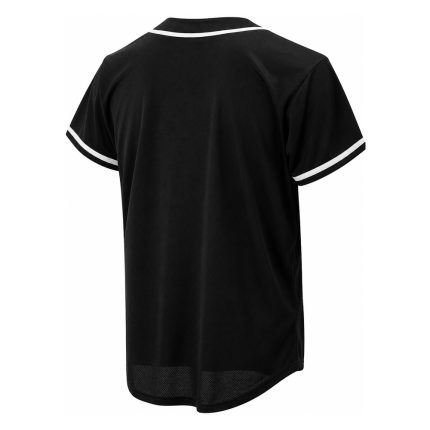 Custom Black Baseball Jersey with button-down back and white piping mesh design
