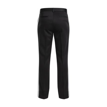 Custom Football Referee Pants in black with white side stripe, belt loops and straight-leg official fit