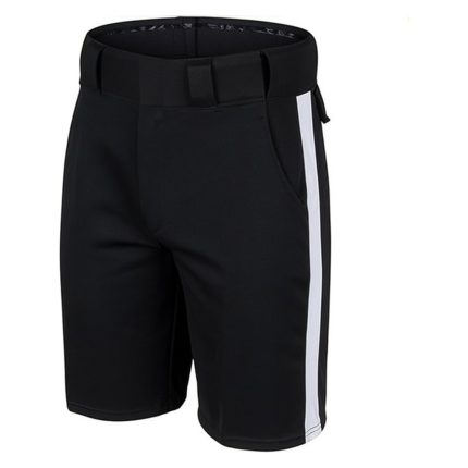 Custom Football Referee Shorts in black polyester with 1.25 inch white side stripe, belt loops and referee pockets