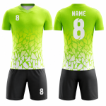 Custom football soccer uniform with modern abstract design and matching shorts