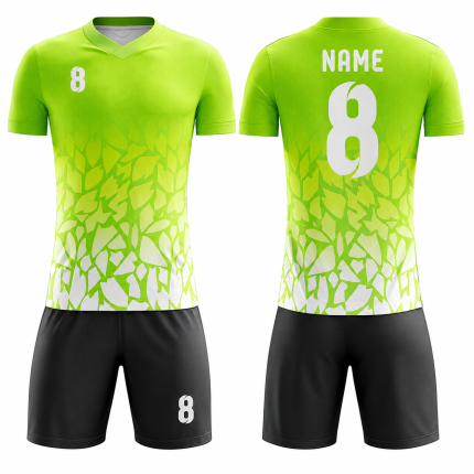 Custom football soccer uniform with modern abstract design and matching shorts