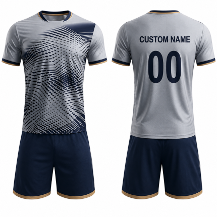 Custom football soccer uniform in digital print design with matching shorts
