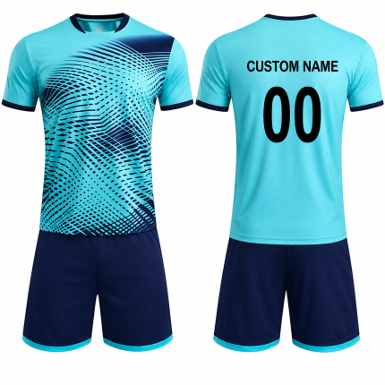 Custom football soccer uniform in digital print design with matching shorts