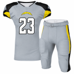 Custom Gray American Football Uniform manufactured for custom teamwear, OEM and private label production