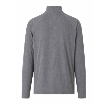 custom half-zip running top in gray waffle knit fabric with long sleeves for cold weather athletes