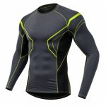 custom long sleeve running jersey in gray with neon accents and compression fit for athletes