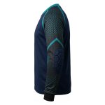 Custom padded long sleeve soccer shirt with hexagonal chest protection, sublimated sleeves, and crew neck collar