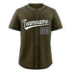 Custom Pinstripe Baseball Jersey olive green with black pinstripes front and back view