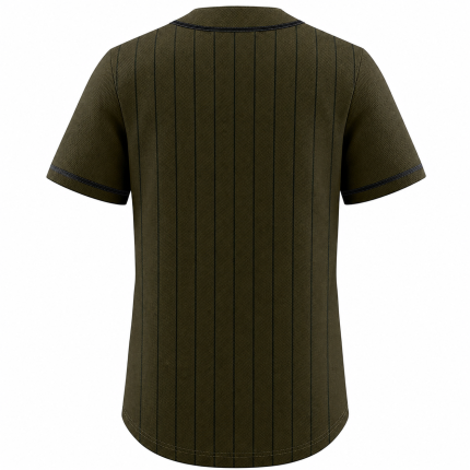 Custom Pinstripe Baseball Jersey olive green with black pinstripes front and back view
