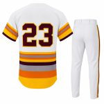 Custom Retro Stripe Baseball Uniform with white button-down jersey and matching team pants