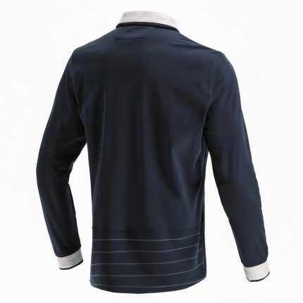 Custom Rugby Jersey with long sleeves, classic collar, ribbed cuffs and custom team branding options