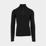 custom running half-zip midlayer in black with thumbholes and chest pocket for outdoor adventures