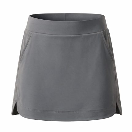 Custom tennis skirts in grey A-line design with side pockets for women