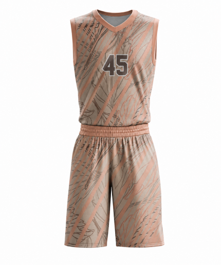 Custom youth and adult basketball uniform set in unique abstract design with shorts