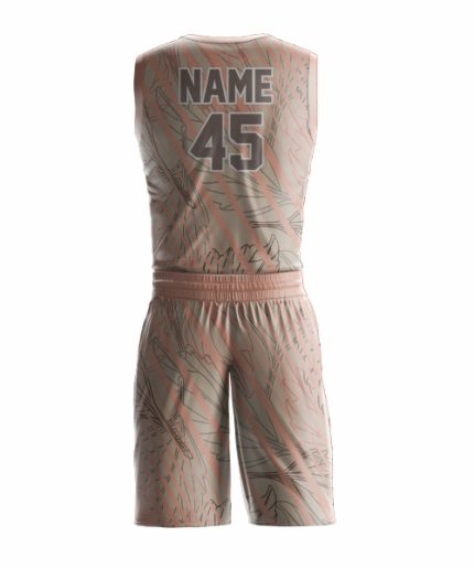 Custom youth and adult basketball uniform set in unique abstract design with shorts