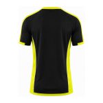 green and black diamond pattern performance soccer jersey with V-neck collar and raglan sleeves for training