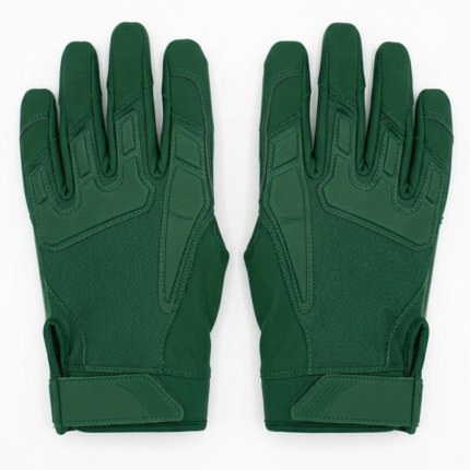 Custom american football receiver gloves in green with high tack sticky silicone palm