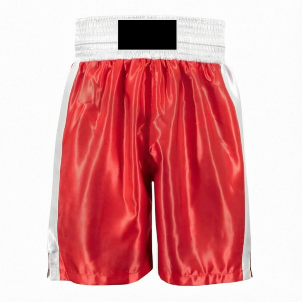 custom-red-and-white-boxing-shorts-satin-trunks.jpg Custom red and white boxing shorts in satin with wide waistband for fightwear wholesale