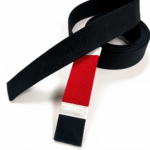 bjj black belt with red rank bar in brushed cotton by Dravon Industries