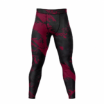 Burgundy and black custom sublimated spats with distressed grunge print for BJJ and MMA training