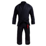 Custom bjj gi in stealth black 450 gsm pearl weave cotton with ripstop pants