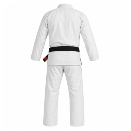 Custom bjj gi in classic white 450 gsm pearl weave cotton with black belt