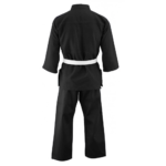 Custom black bjj gi in 450 gsm pearl weave cotton with white belt