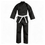 Custom Black Karate Uniform Wholesale Suit with White Belt for OEM B2B Manufacturing