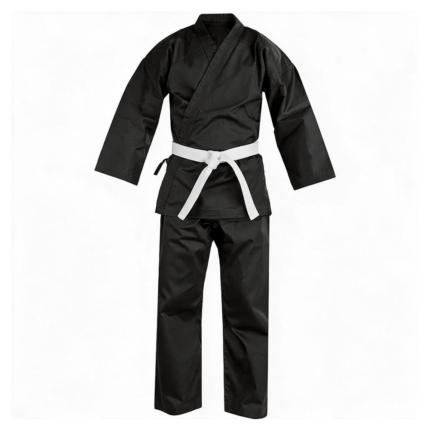 Custom Black Karate Uniform Wholesale Suit with White Belt for OEM B2B Manufacturing