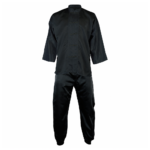 Custom Black Kung Fu Uniform Wholesale Suit with Silk Satin Frog Buttons for OEM B2B Manufacturing