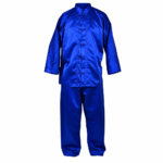 Custom Blue Kung Fu Uniform Polyester Satin Suit with Toggle Closures for OEM B2B Manufacturing