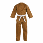 Custom Brown Karate Uniform Wholesale Suit with White Belt for OEM B2B Manufacturing