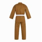 Custom Brown Karate Uniform Wholesale Suit with White Belt for OEM B2B Manufacturing