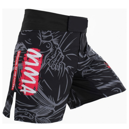 Custom no-gi grappling shorts with BJJ monkey sublimation graphic and side splits