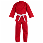 Custom Red Karate Uniform Wholesale Suit with White Belt for OEM B2B Manufacturing