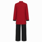 Custom Red Kung Fu Uniform Stretch Synthetic Fiber Suit with Black Trousers for OEM B2B Manufacturing