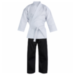 Custom Student Karate Uniform White Jacket and Black Pants Suit for Wholesale