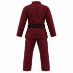 Custom womens bjj gi in deep burgundy 300 gsm pearl weave cotton with black belt