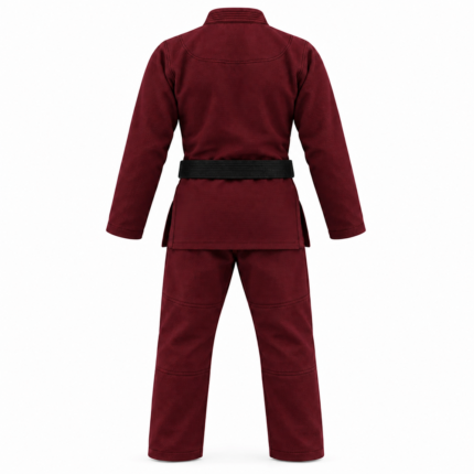 Custom womens bjj gi in deep burgundy 300 gsm pearl weave cotton with black belt