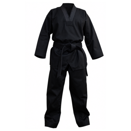 deluxe black ribbed taekwondo dobok