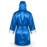 mexican style satin boxing robe with adjustable hood by Dravon Industries