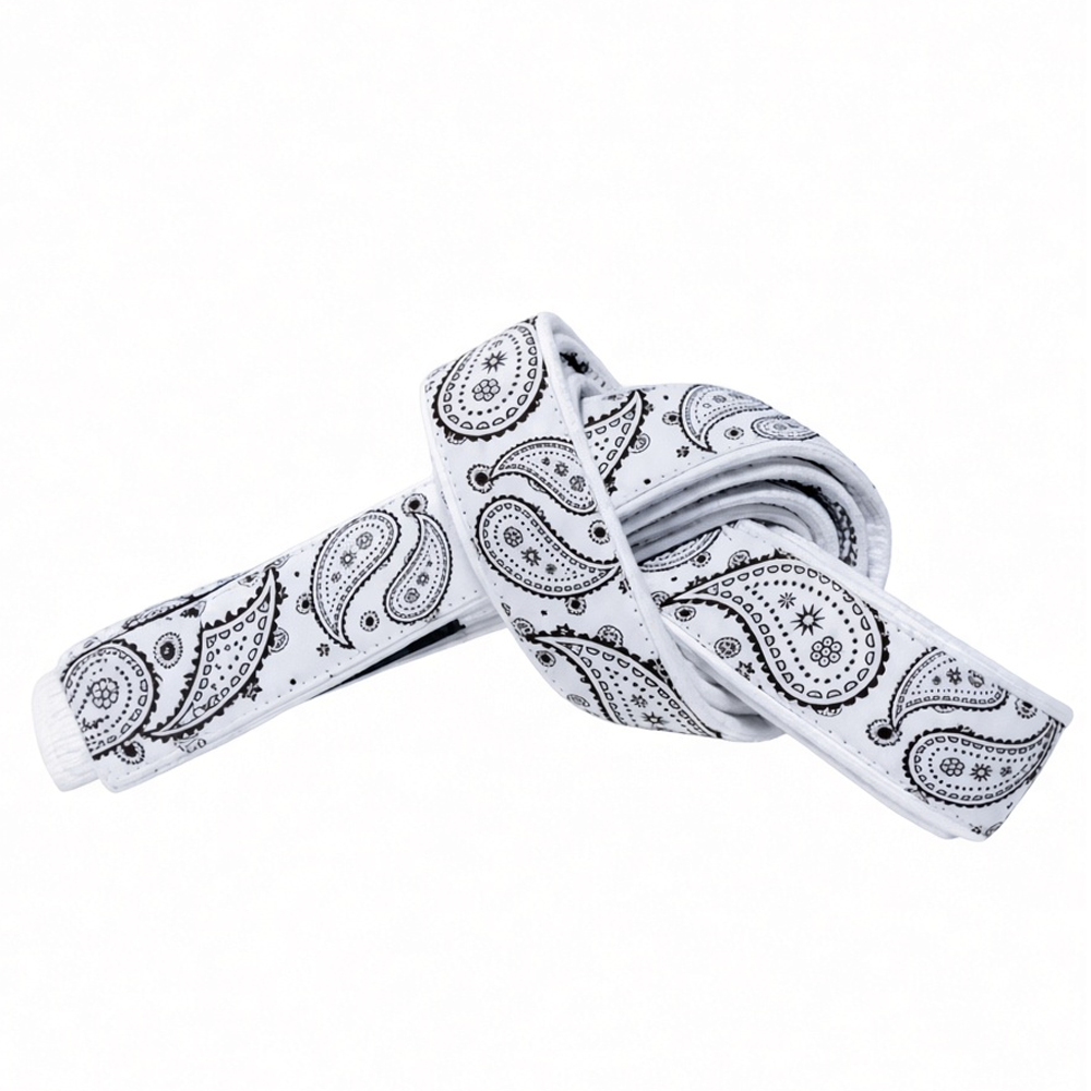 paisley-pearl-weave-bjj-belt-dravon-industries.jpg paisley pearl weave bjj belt with white bandana print by Dravon Industries