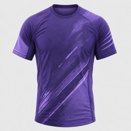 Purple Short Sleeve Rash Guard with underarm breathable mesh panels for BJJ and MMA private label manufacturing