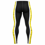 Yellow and black custom sublimated spats with white side stripes for BJJ and MMA training